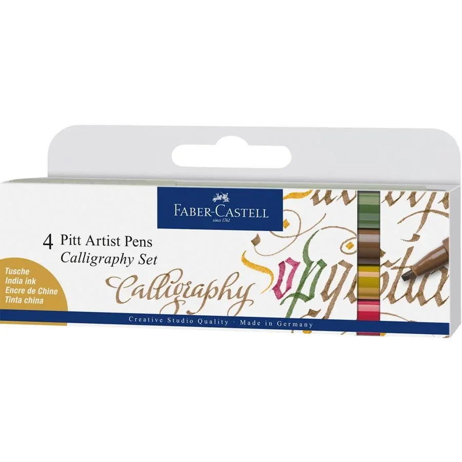 PITT ARTIST PEN CALLIGRAPHY 4 PEN iNDIA NK4 - COULEUR  -FABER CASTELL - Vue 1