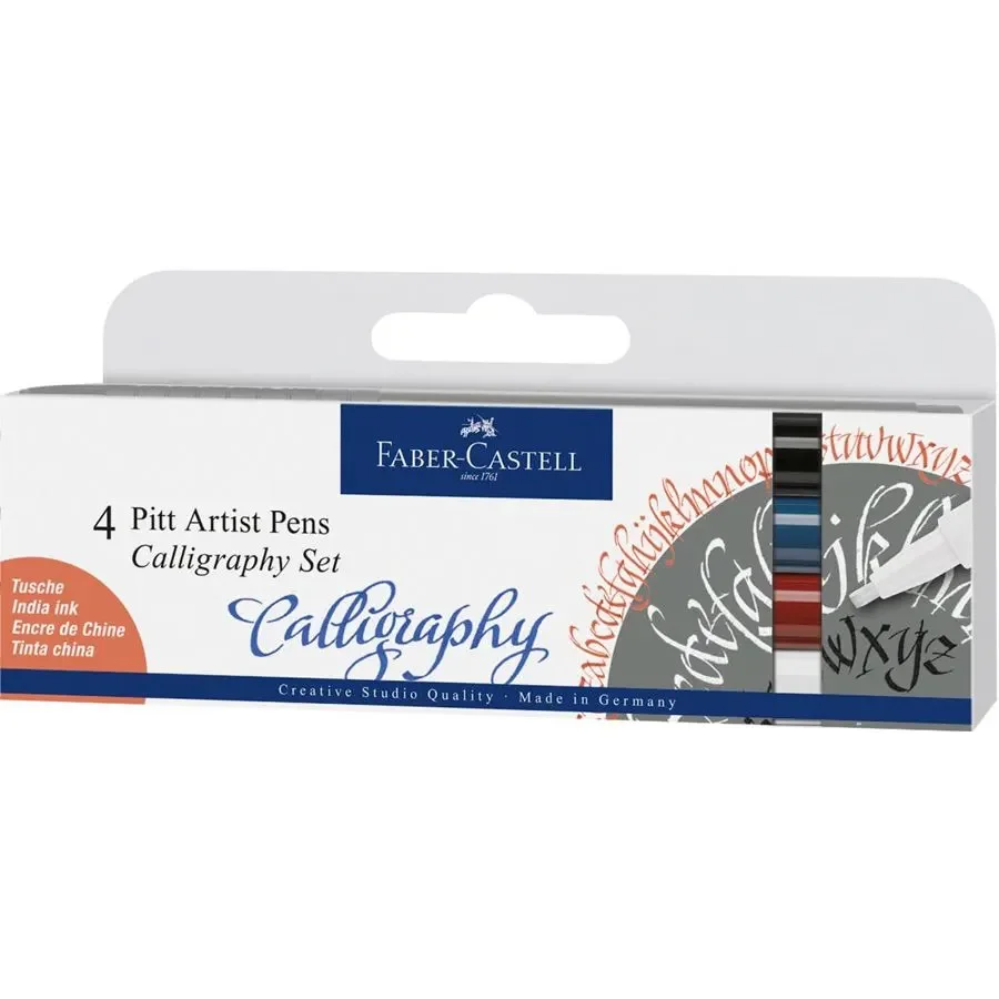 PITT ARTIST PEN CALLIGRAPHY 4 PEN iNDIA NK4 - CLASSIQUE -  FABER CASTELL - Vue 1
