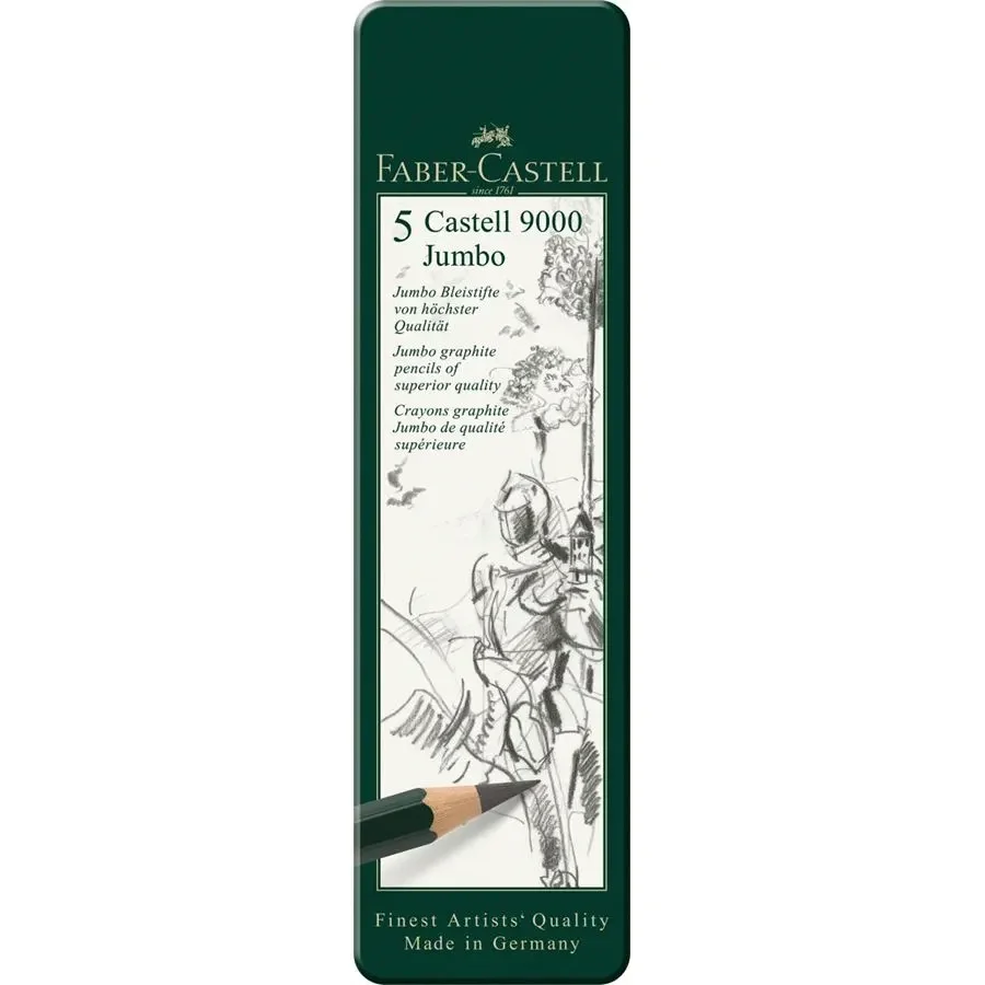Boite de 5 Crayon graphite Castell 9000 Jumbo   - FABER CASTELL